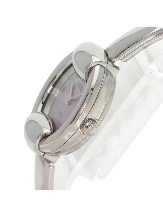 Gucci Round Face GG Pink Shell Bangle Watch SS - Picture 5 of 15